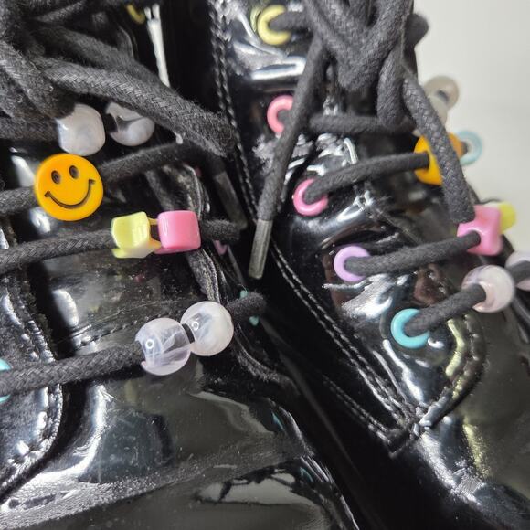 The Children's Place Zip Up Faux Patent Leather Black Boots Youth SZ 3 Charms - Picture 8 of 10